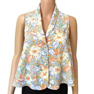 Victoria’s Secret Gold Label Floral Sleeveless Blouse Button Up 90s Size Small